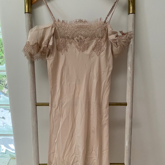NWT Gold Hawk Gigi Lace Silk Mini Summer Dress Pale Mauve Size XS RRP $295 - Picture 1 of 13